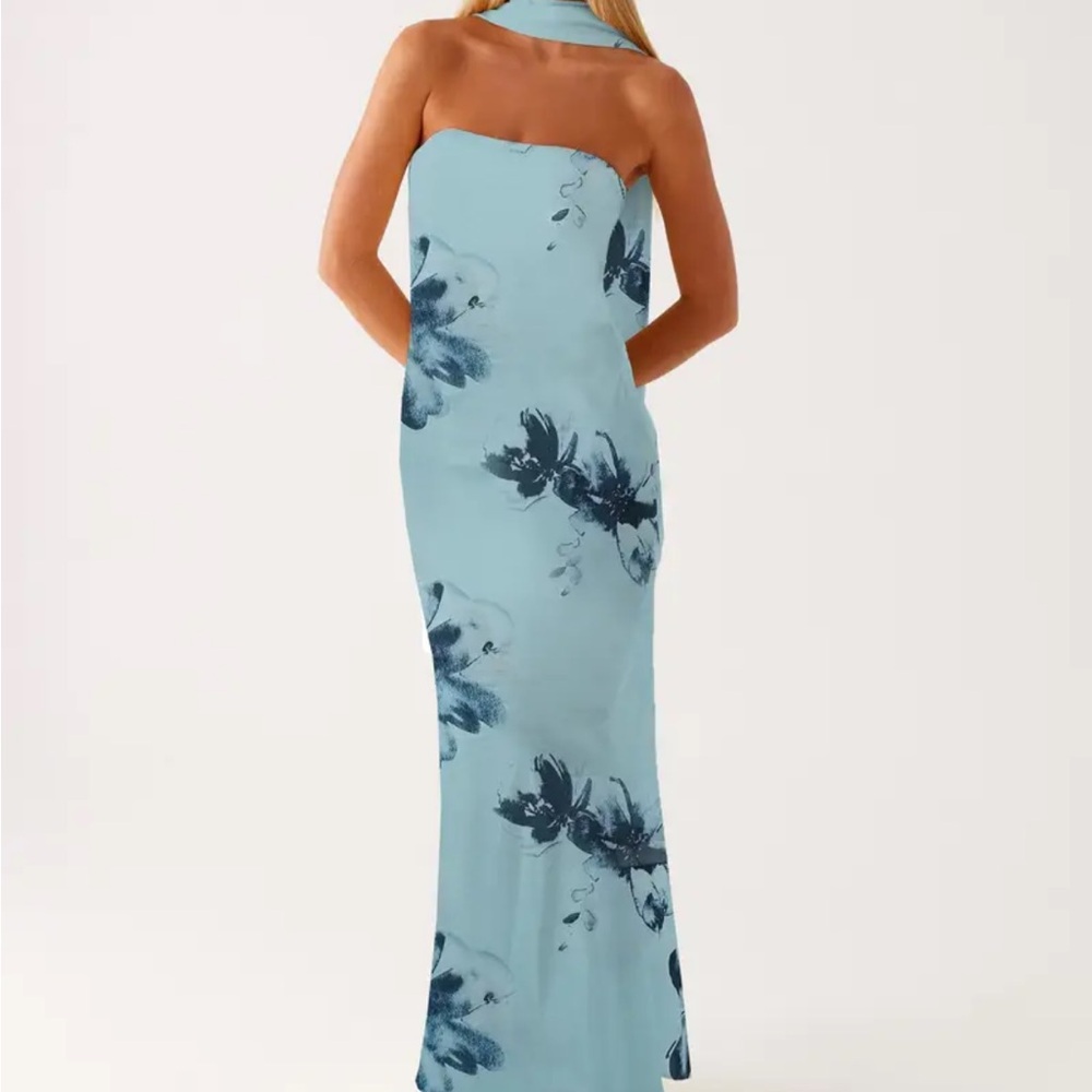Elegant Blue Floral Women's Wedding Guest Dress - Blue Dream